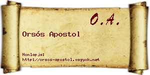 Orsós Apostol névjegykártya